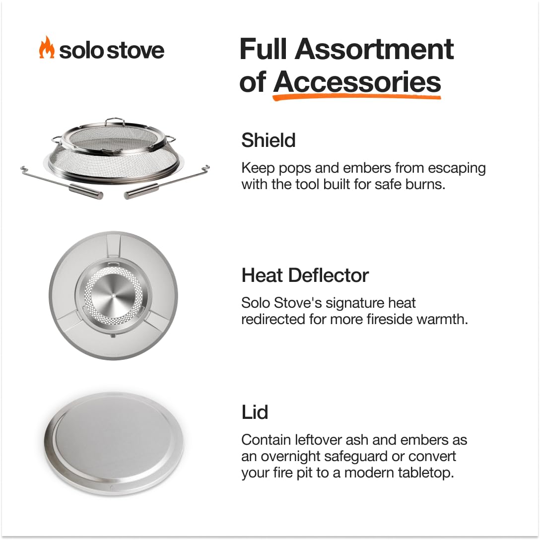 Solo Stove Yukon 2.0 + Stand, 27 Inch Smokeless Fire Pit – Portable Stainless Steel Outdoor Fireplace - 360° Airflow Technology and Removable Ash Pan – Ideal for 6 or More People, 43.9lbs, Ash