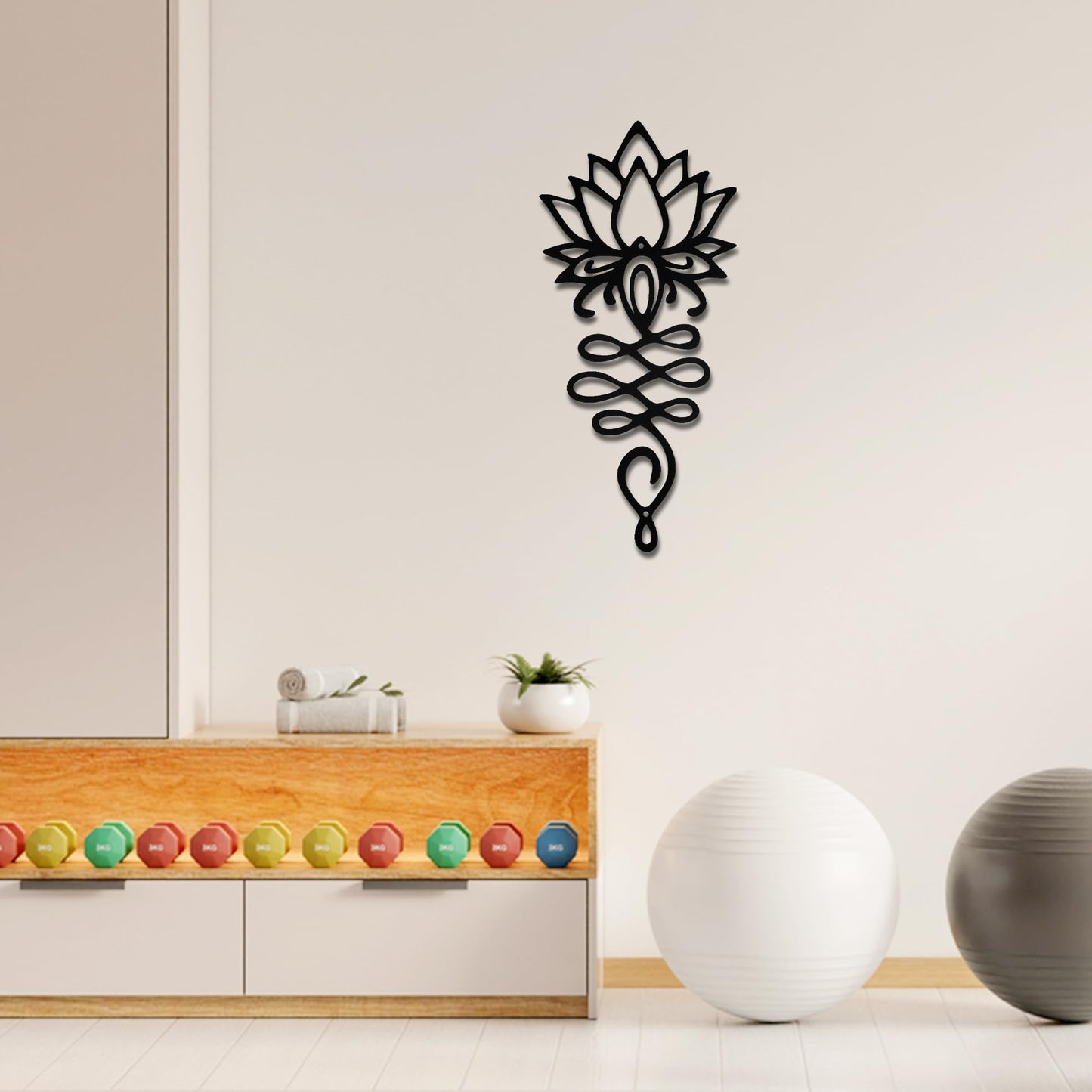 Lotus Flower Wall Decor – Black Metal Yoga Wall Art with Lotus Design, Spiritual Home Décor Sculpture for Meditation Spaces, Living Room, Bedroom, Office