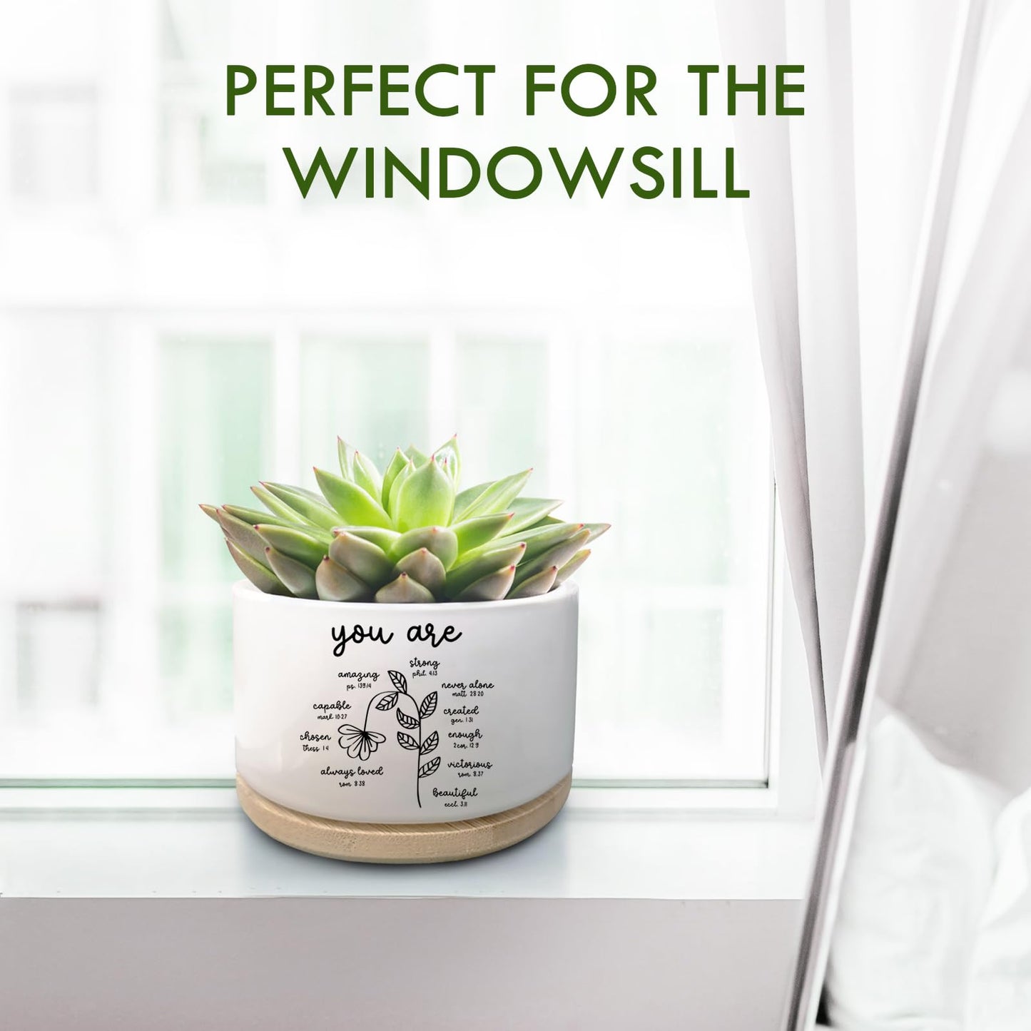 Jutasty Christian Religious Gifts for Women, Succulent Plant Pot, Cactus Flower Planter Gifts, Inspirational Motivational Gifts for Women Friend, Plant Pots for Office Desk Table Shelf (No Plants)