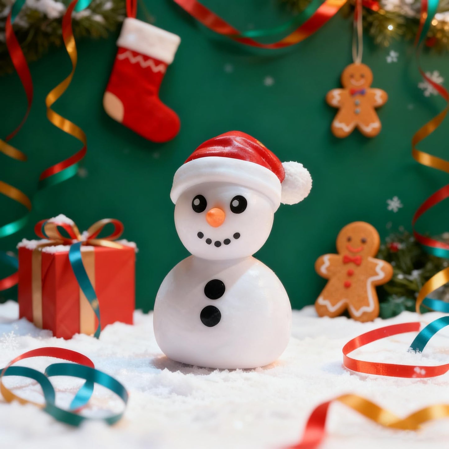 Christmas Snowman Figurines Cute Finger Statue Sculpture Decorations Indoor Cartoon Snowman Ornaments Christmas Desktop Decor Winter Tabletop Statue for Xmas Party Home Decoration