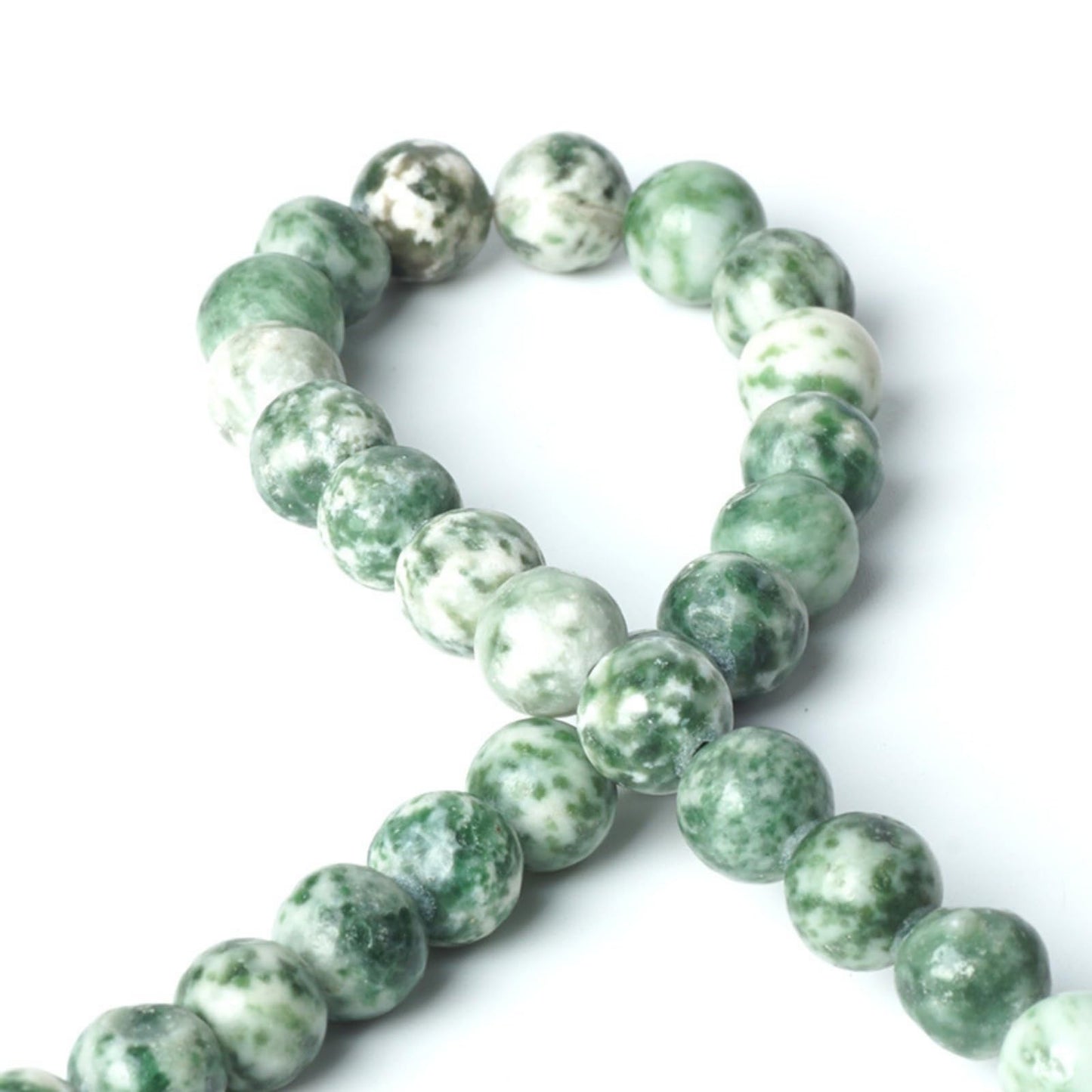 100Pcs Natural Stone 6mm Green Spot Stone Round Loose Gemstone Energy Healing Beads Hole Size 1mm DIY Smooth Beads for Bracelet Necklace Earrings Jewelry Making