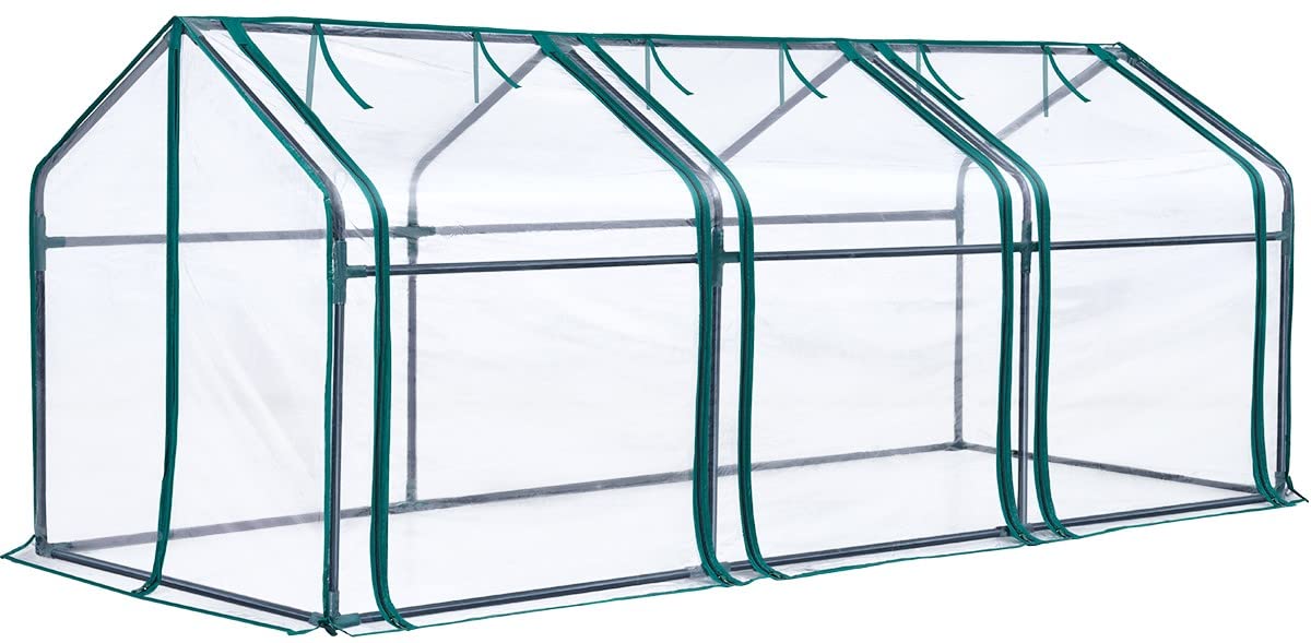 Quictent Mini Greenhouse, Portable Quick-Setup Small Tabletop Waterproof UV Protected PVC Cover Shelter for Outdoors/Indoors W/ Raised Base for Garden Plant Seed Starting, 8 Stake, 95"x36"x36", Clear