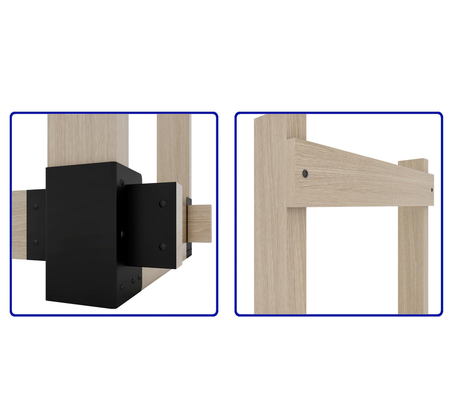 Kingson 4 Pack Heavy Duty Firewood Log Storage Rack Brackets, Adjustable Length Indoor Outdoor Fireplace Wood Holder, Rust-Proof Powder Coated Steel DIY Kit with Screws