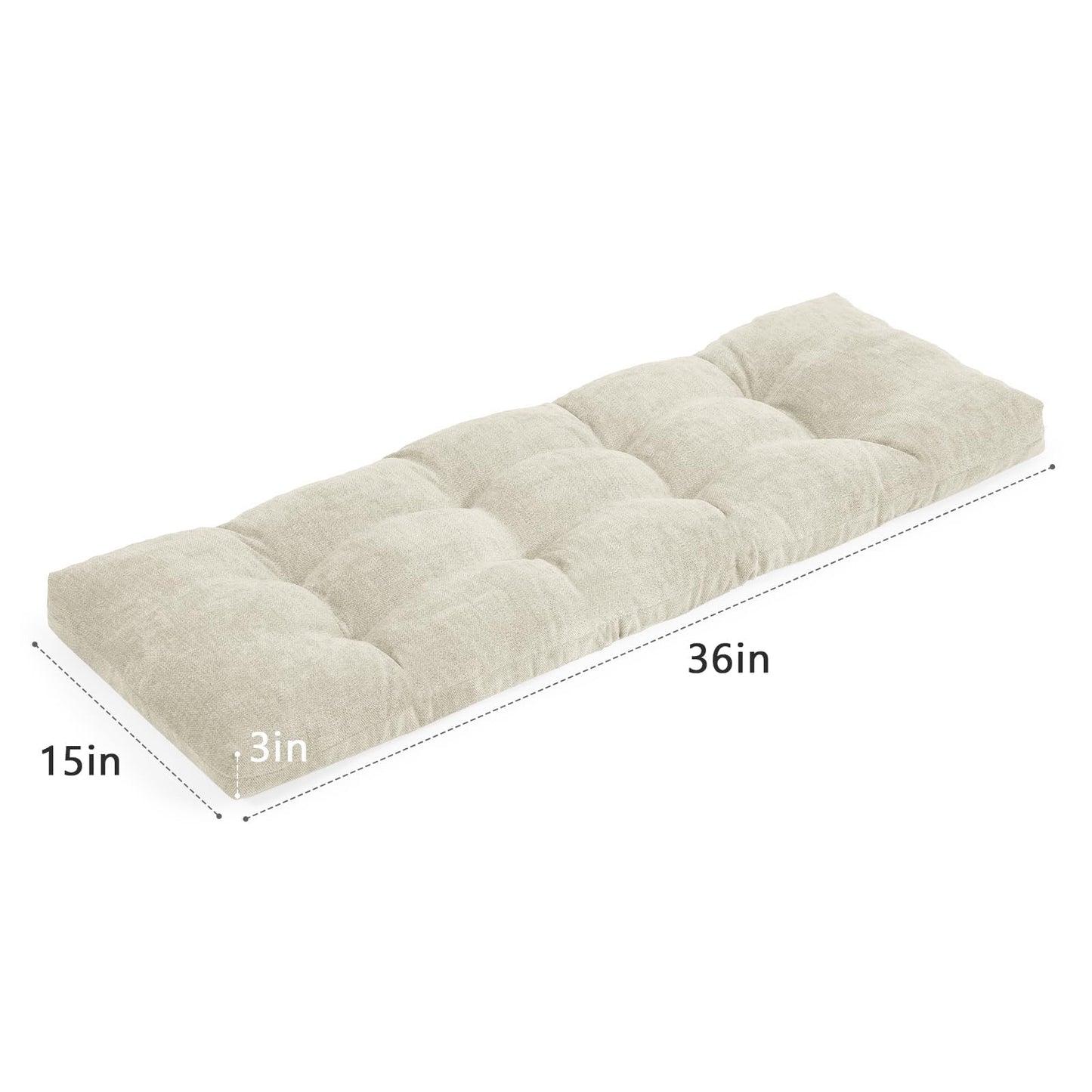 baibu 36 Inch Memory Foam Bench Cushion, Dual-Layer Patent Design Non-Slip Indoor Bench Cushion with Ties, 36x15x3Inch, Beige