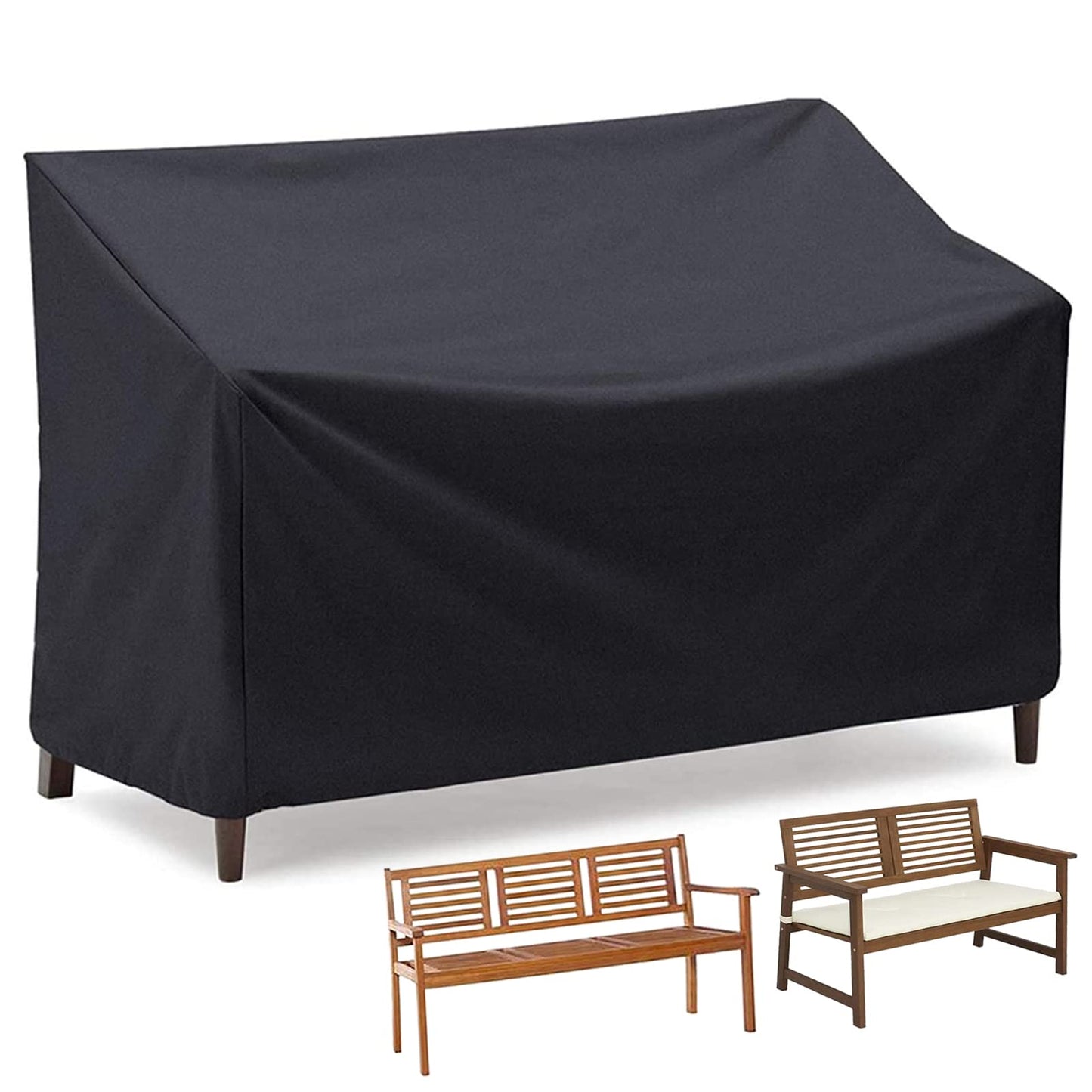 Kingling Outdoor Bench Cover Waterproof for 64 Inch Patio Acacia Wood Bench & 3 Seat Patio Loveseat, Sofa, Glider Heavy Duty Patio Furniture Covers for Outdoor Seating-64 W x 25" D x 35" H Black
