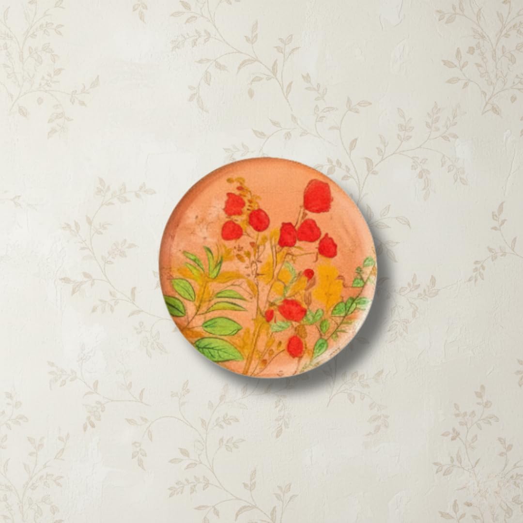 RITUALISTIC Pastel Blooms Iron Wall Art Plates – Set of 5 Decorative Plates | Floral & Nature-Inspired Metal Wall Decor | Soft-Toned Wall Hanging for Living Room, Bedroom & Valentine's day gifts