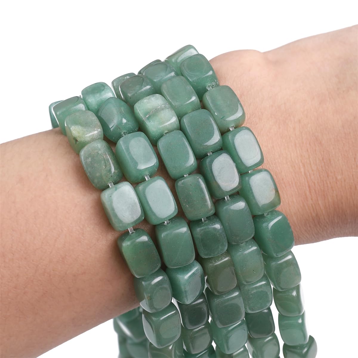 BEADIA Natural Green Aventurine Cuboid Stone Loose Semi Gemstone Beads for Jewelry Making 8mmx12mm 38cm/Strand