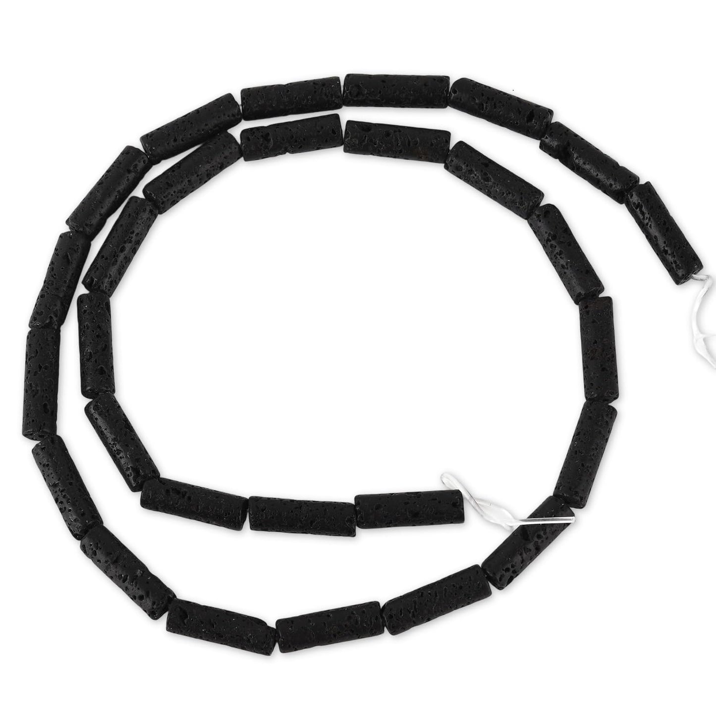 HAAMIIQII Natural Black Lava Tube Beads 13x4mm Column Stone Cylinder Gemstone Loose Beads for Jewelry Making Strand 15 Inch (28-29pcs)