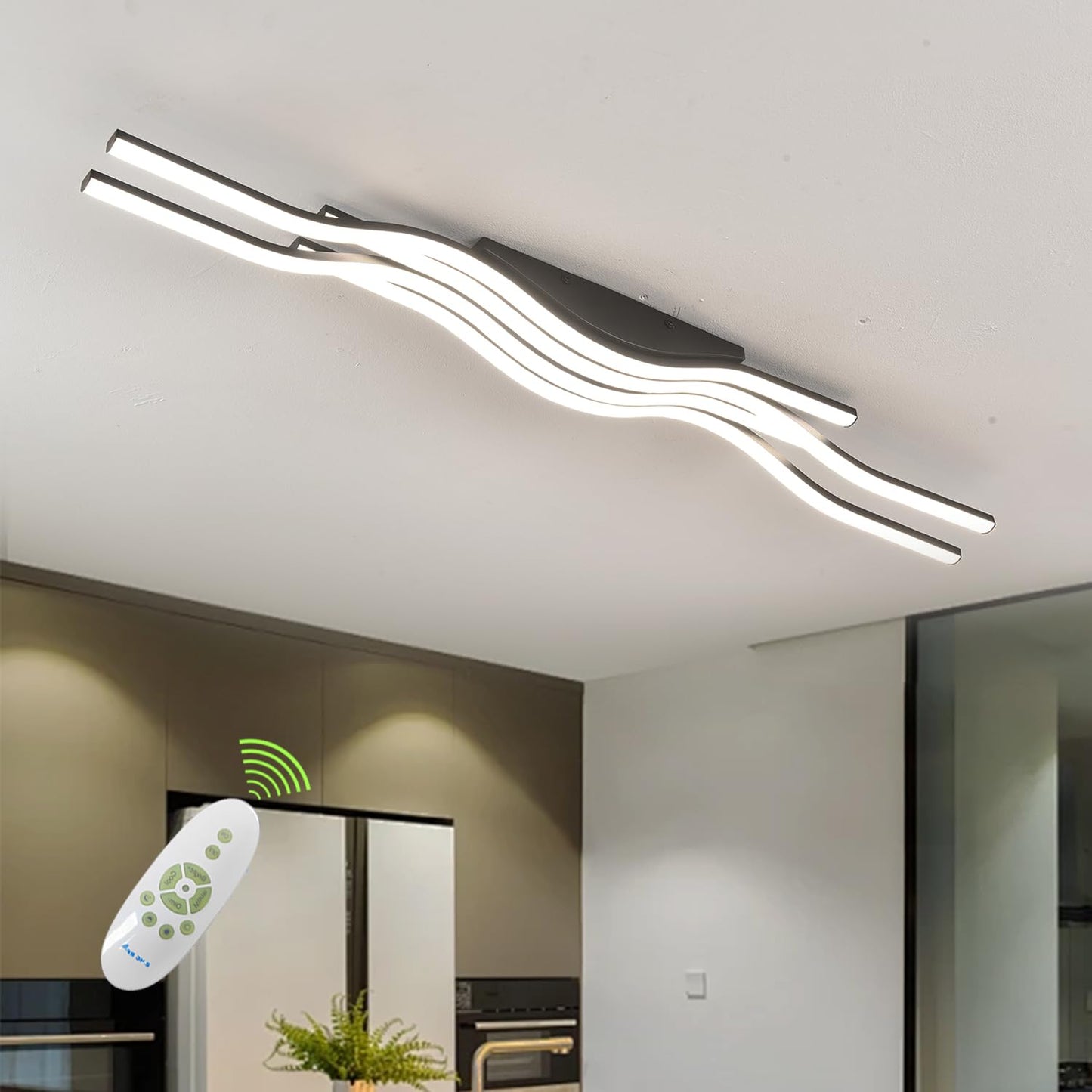 Guang Shuo Black Hallway Light Acrylic Modern LED Ceiling Light Fixtures Dimmable Close to Ceiling Lights for Bedroom Bathroom Kitchen Balcony Curved Creative Design Ceiling Lamps