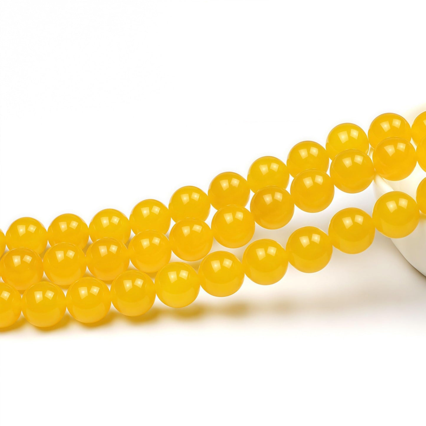 MJDCB Natural Yellow Jade Round Loose Beads for Jewelry Making DIY Bracelet Necklace (6mm)