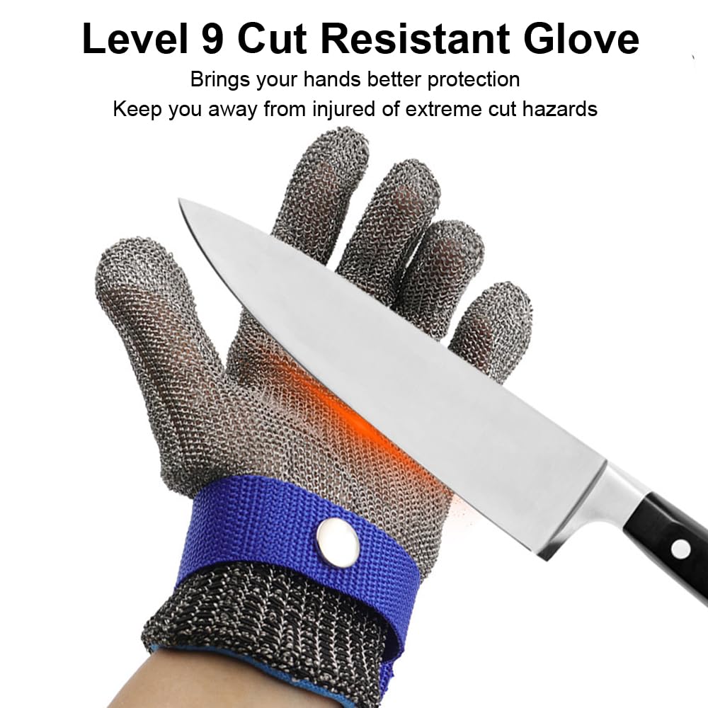 SUJAYU Cut Resistant Gloves, Level 9 Stainless Steel Cut Proof Gloves Cut Resistant Work Gloves, Kitchen Glove for Cutting (L)