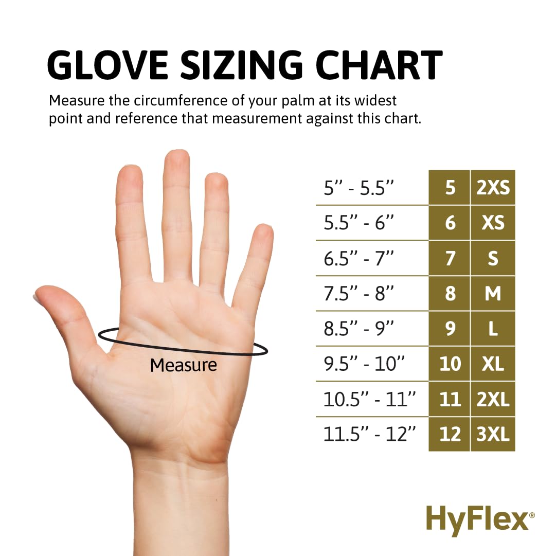 Ansell HYFLEX 11-600 Light Duty Nylon Industrial Gloves w/Palm Coating for Metal Fabrication, Automotive - XL (10), Black (1 Pair)