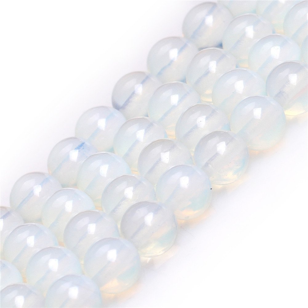 8mm White Opalite Beads Round Gemstone Loose Beads for Jewelry Making (45-48pcs/strand)