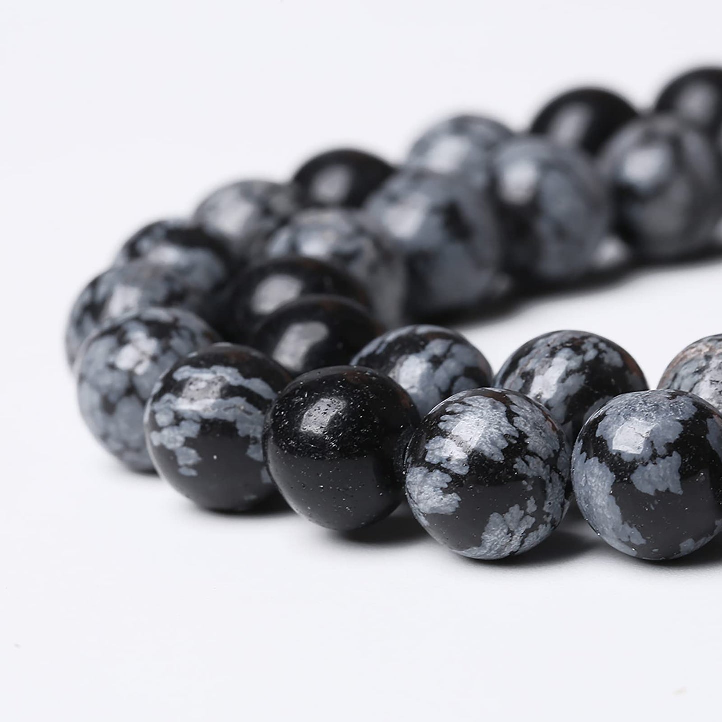 Natural Snowflake Obsidian Beads Round Loose Stone Energy Healing Gemstone Beads for Jewelry Making DIY Bracelet Necklace for Jewelry Making 10mm 38pcs