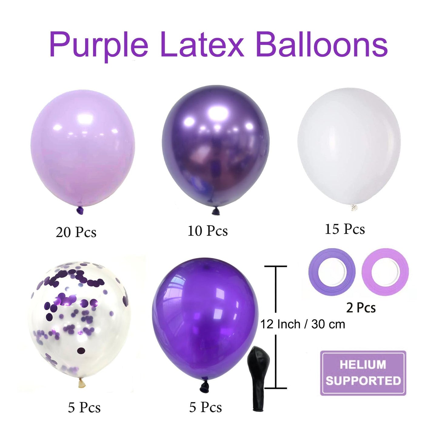 Purple Balloons Lavender Purple Balloon, 50 Pcs 12inch Lavender Lilac Purple Confetti Latex Balloons for Birthday Bridal Shower Wedding Party Decorations
