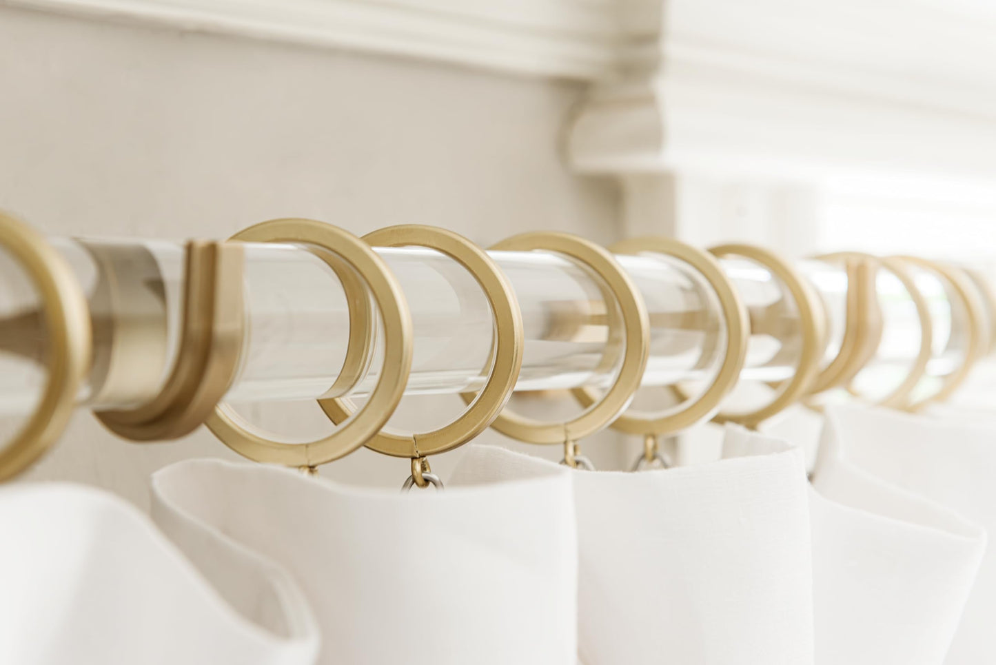 BlastHome® Luxury Curtain Rings – Premium Metal with Quiet, Smooth, Removable Nylon Inserts – Pinhooks and Clips Included – 1 1/2" Inside Diameter – 18 Rings for Two Standard Curtains – Brushed Gold