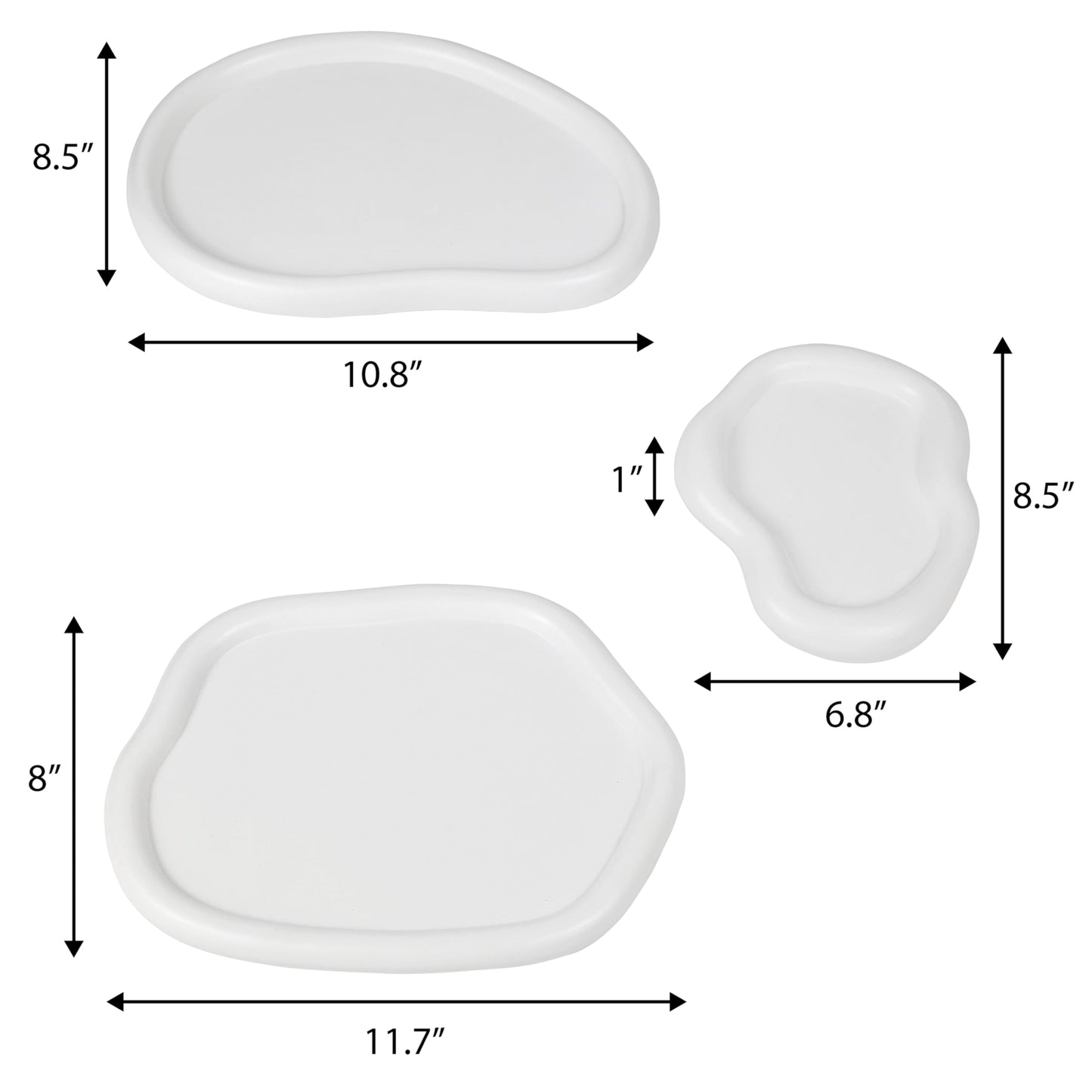happimess TRY3000B-3SET Grace Contemporary Concrete Decorative Cloud Jewelry Trays for Storage,Decoration, Display, Coffee Table or Serving Food, White (Set of 3)
