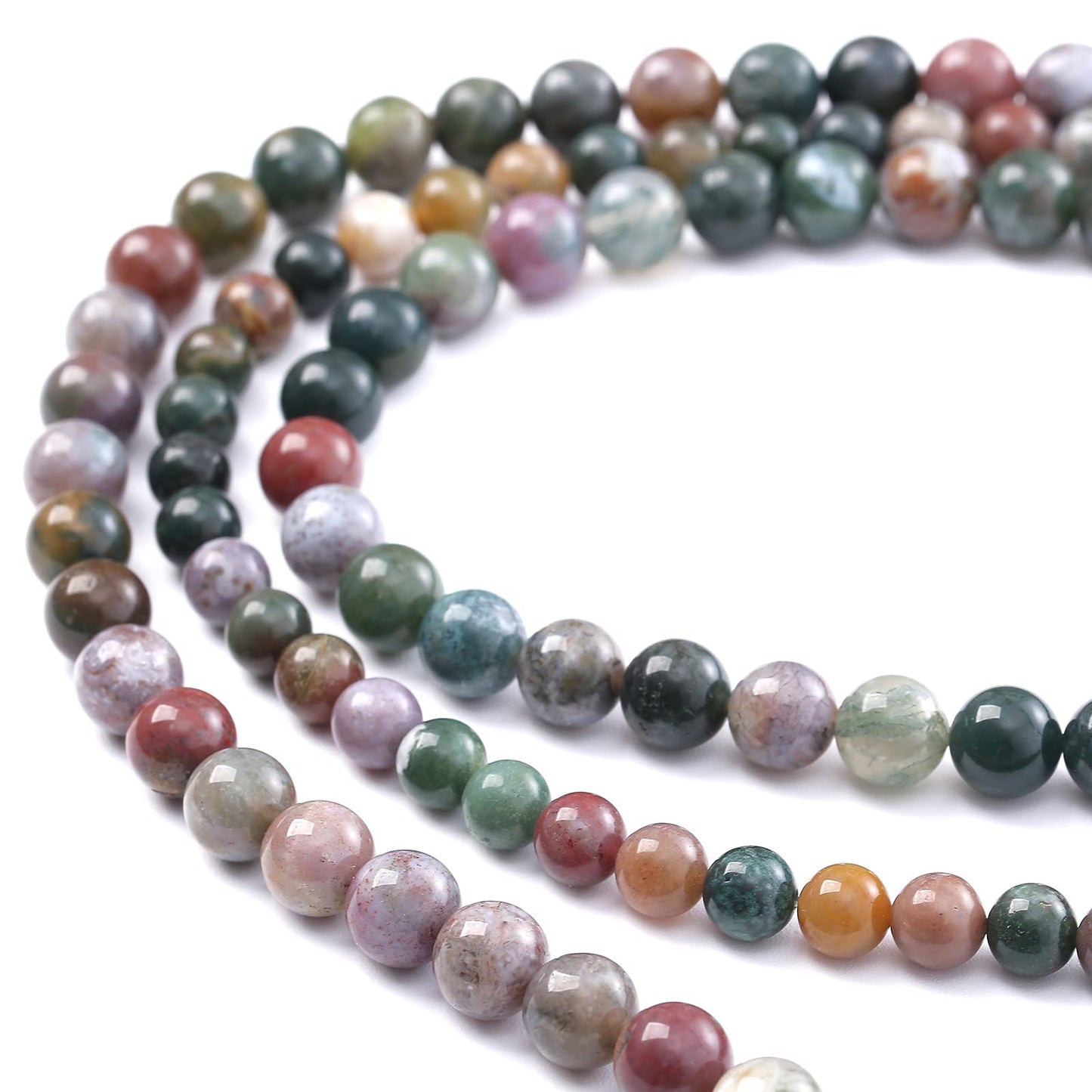 45PCS 8MM Natural Colorful Indian Agate Stone Beads Round Loose Beads for welry Making DIY Bracelet Necklace Accessory 15"