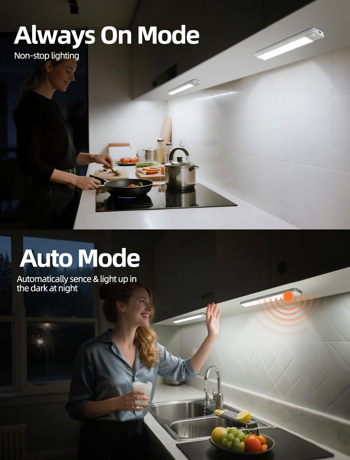 Under Cabinet Motion Sensor Lighting: Dimmable Rechargeable Lights Indoor - Battery Operated Lights - Undercabinet Wireless Closet Light Magnetic Led Light for Kitchen Home Bathroom Counter 5 Pack