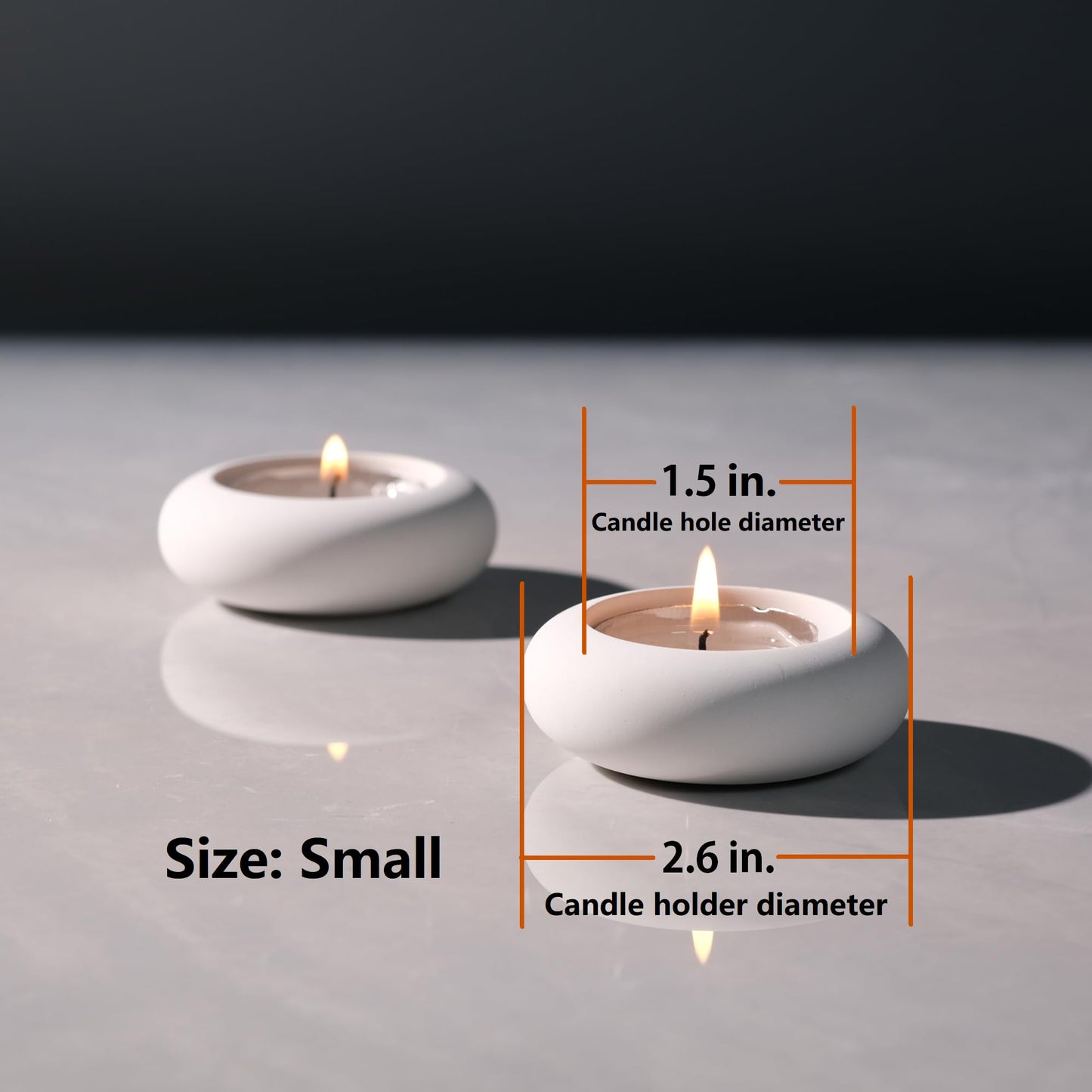 ICNBUYS Handmade Decorative Pebble Tealight Candle Holders Set of 8 - Handcrafted Home Decor Accent for Calming Earthy Aesthetic White Cement Diameter 2.6 inches