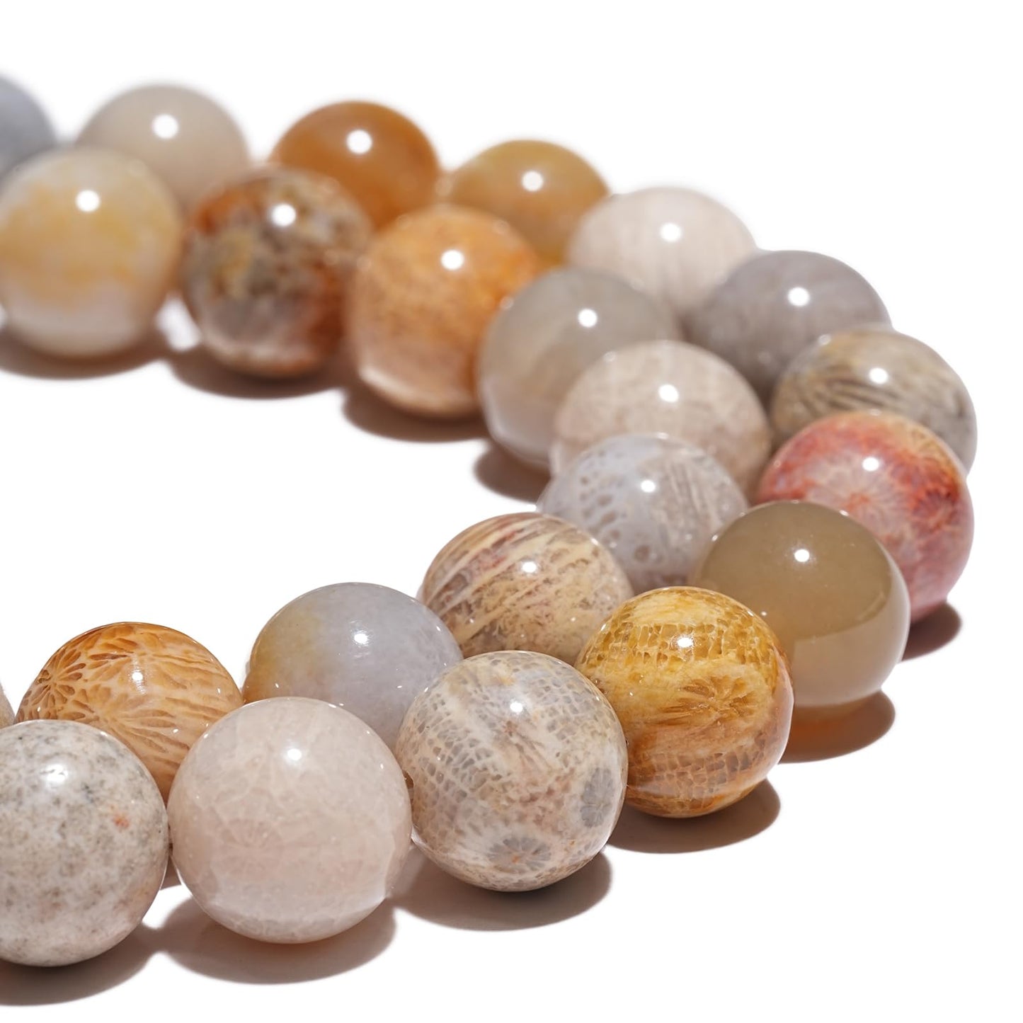 8mm Natural Coral Jade Chrysanthemum Gemstone Beads Polished Round Smooth Stone Beads for Bracelets Jewelry Making 15inch Loose Beads