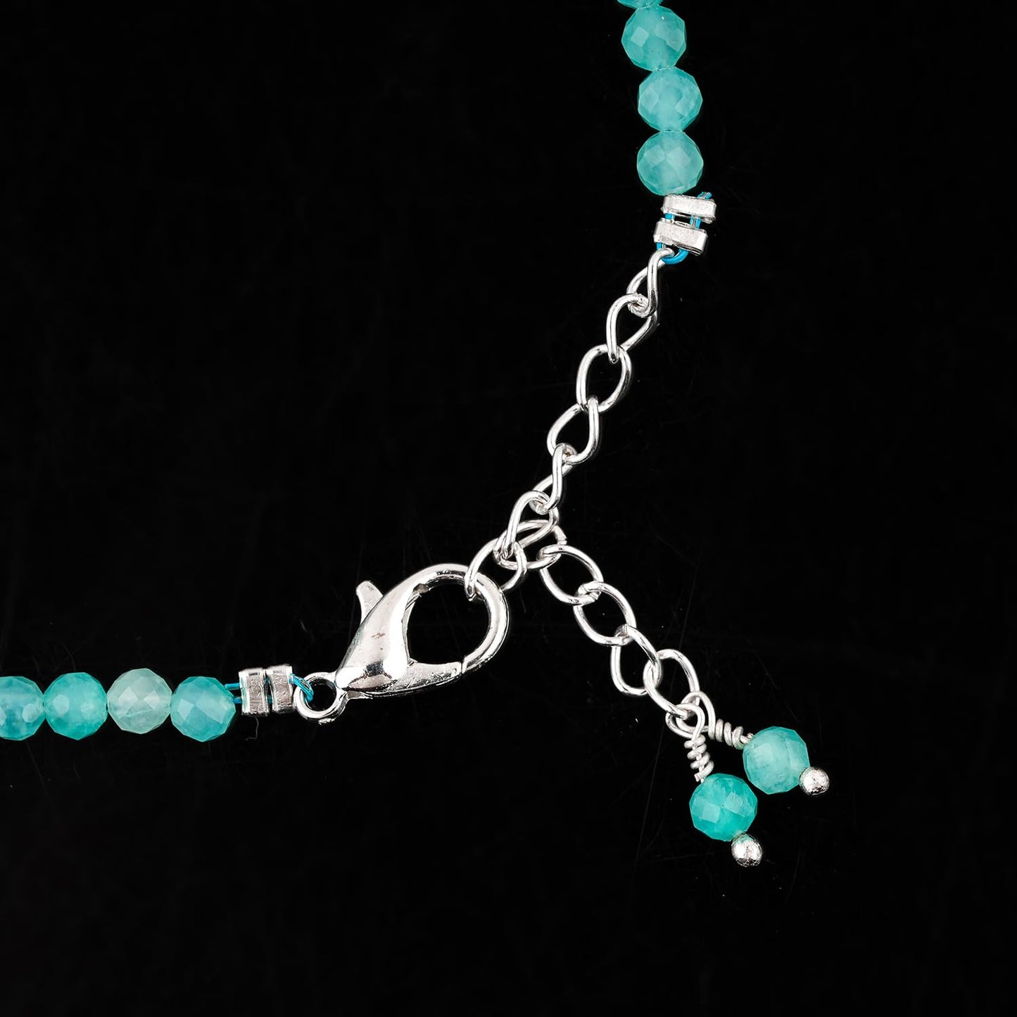 Gemkora Amazonite Beads Bracelet, Natural 3mm Perfect Micro Cut Beads, Chakra Healing Gemstone, Gift for her, Women, Mom, Wife, Daughter, Girlfriend, Grands, Silver 8 inch