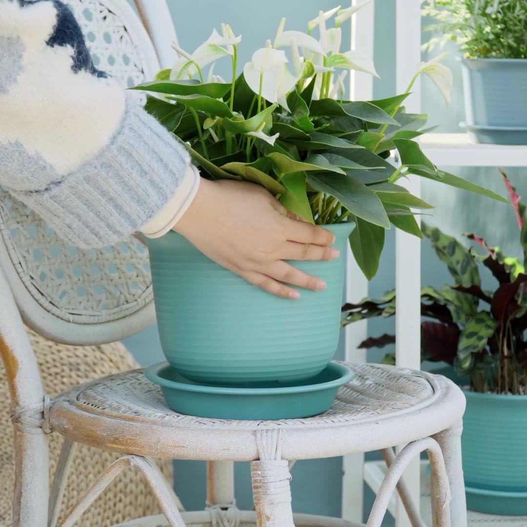 Etvski 7 inch Large Plant Pots, 6 Pack Flower Pots,Planters for Indoor Plants, Planters with Drainage Hole and Tray Saucer