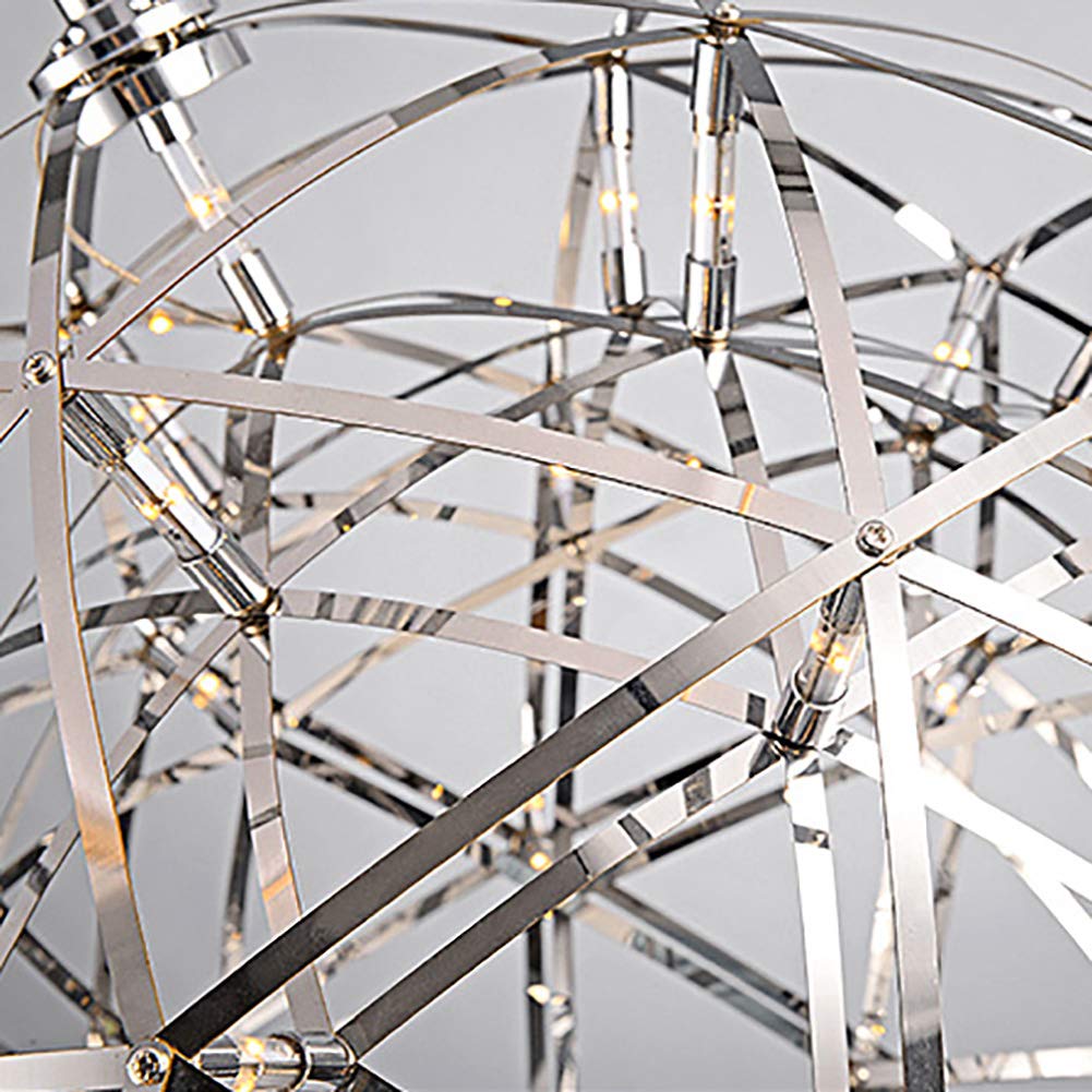 EUUDROBY Hanging Lamp with Led Light Source,Creative Stainless Steel Pendant Light,Adjustable Height Sparkle elier for Livingroom,Corridor,Balcony 42 Beads 30cm