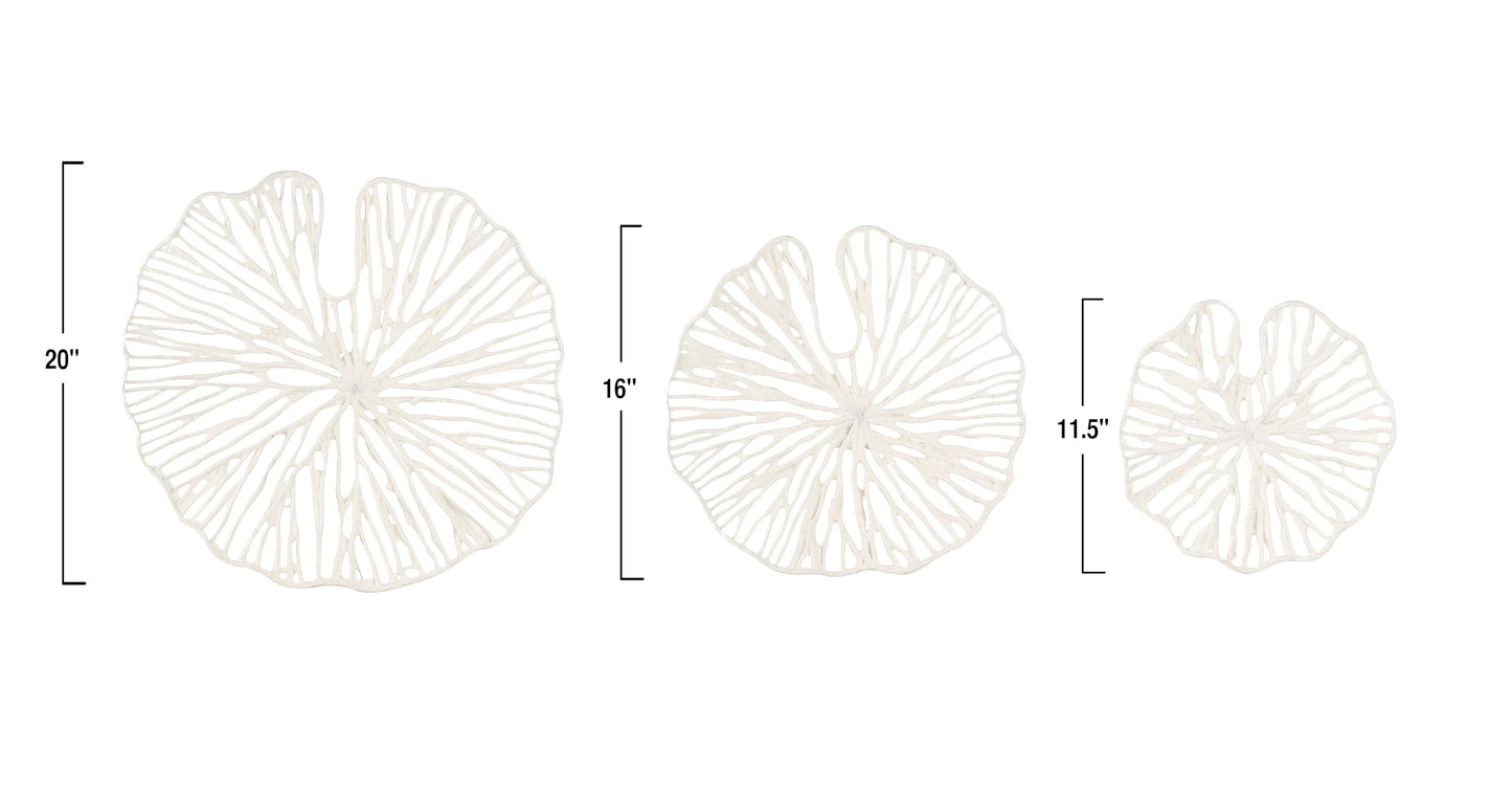 Creative Co-Op Handmade White Coral Shaped Paper & Metal Wall Décor (Set of 3 Sizes)