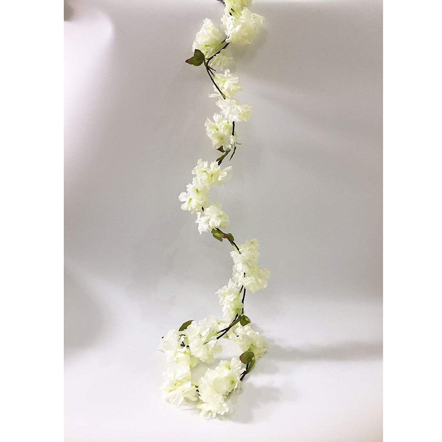 Artfen Artificial Cherry Blossom Vine Hanging Plants Faux Sakura Garland Fake Oriental Cherry Wreath Artificial Flower 5.8 FT White