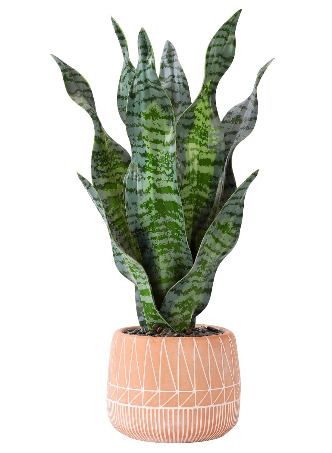 DUZYXI Artificial Realistic Snake Plant 17" with Concrete Pot Fake Snake Plants Sansevieria Greenery Faux Snake Plant for Home Office Living Room Housewarming Gifts Indoor Decor