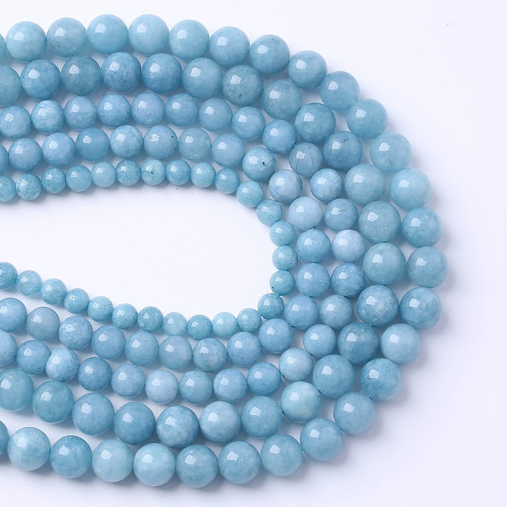 45Pcs 8mm Natural Blue Chalcedony Jades Beads for Jewelry Making Aquamarine Jades Energy Stone Healing Beads DIY Bracelet Necklace 15" 1 Strand
