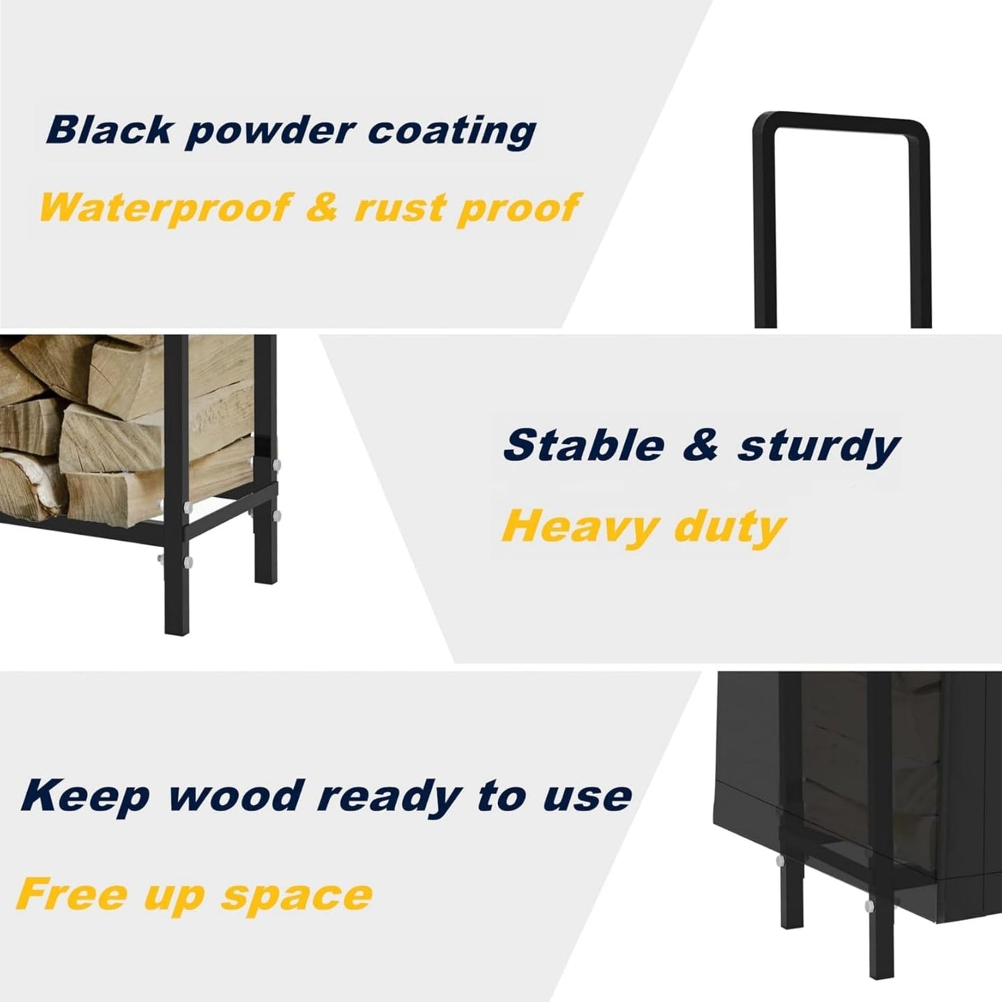 WALMANN 6 ft Firewood Rack with Cover, Heavy Duty Log Rack With Weather Resistant 600D Oxford Fabric Cover, Indoor/Outdoor Wood Holder for Firewood