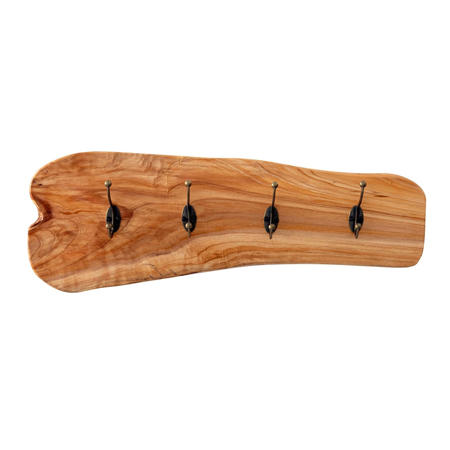 WELLAND Rustic Cedar Wooden Coat Rack with 4 Hooks, Heavy Duty Wood Decorative Wall Hooks for Hanging Coats, Key, Cap