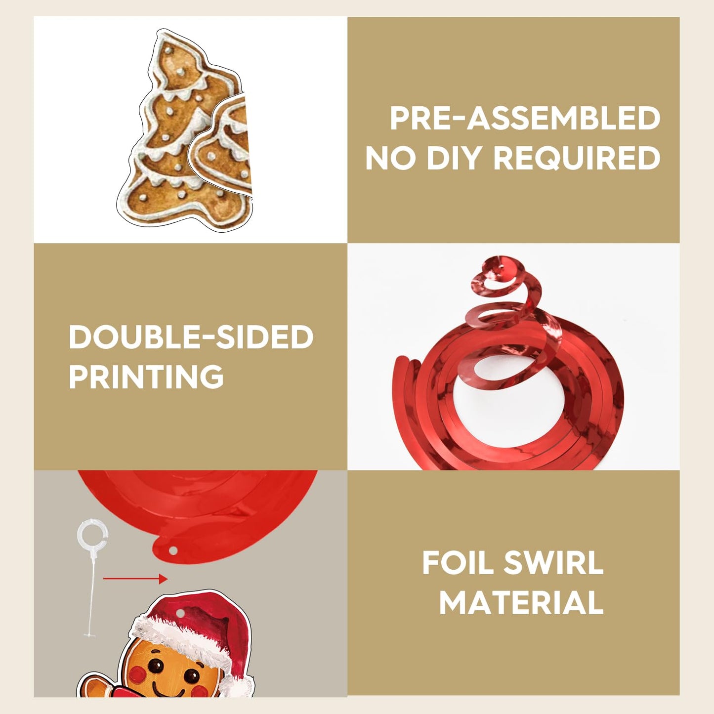 Horaldaily Christmas 44 Pieces Party Hanging Swirl Banner Decorations, Christmas Trees Ball Ornaments Party Hanging Swirls Streamers Ceiling Decor for Home Office Classroom School Boys Girls Supplies