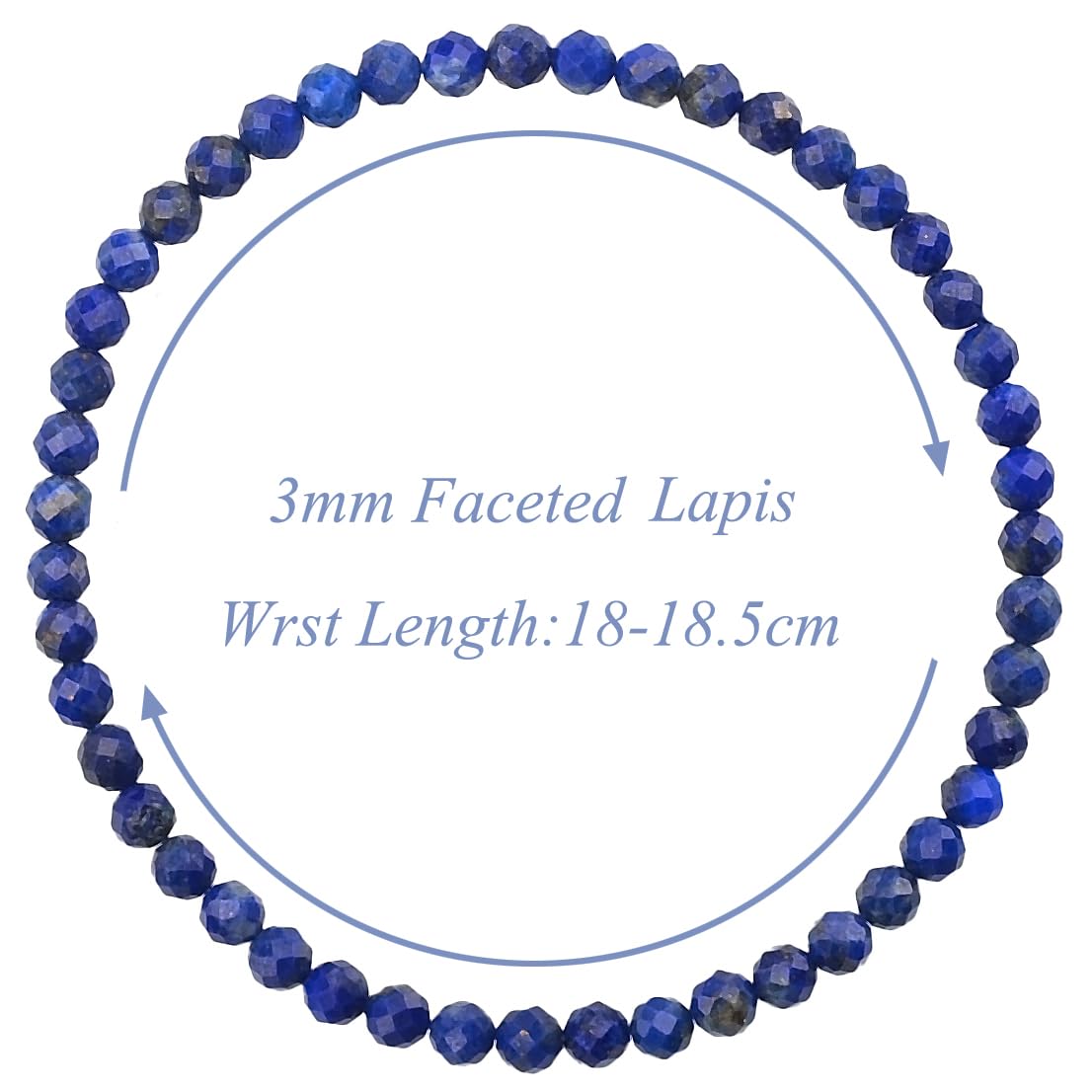 MASSIVE BEADS Natural Genuine Gemstone Beads Healing Crystal Chakra Reiki Jewelry Faceted Round Beads Bracelets (Lapis, 3mm)