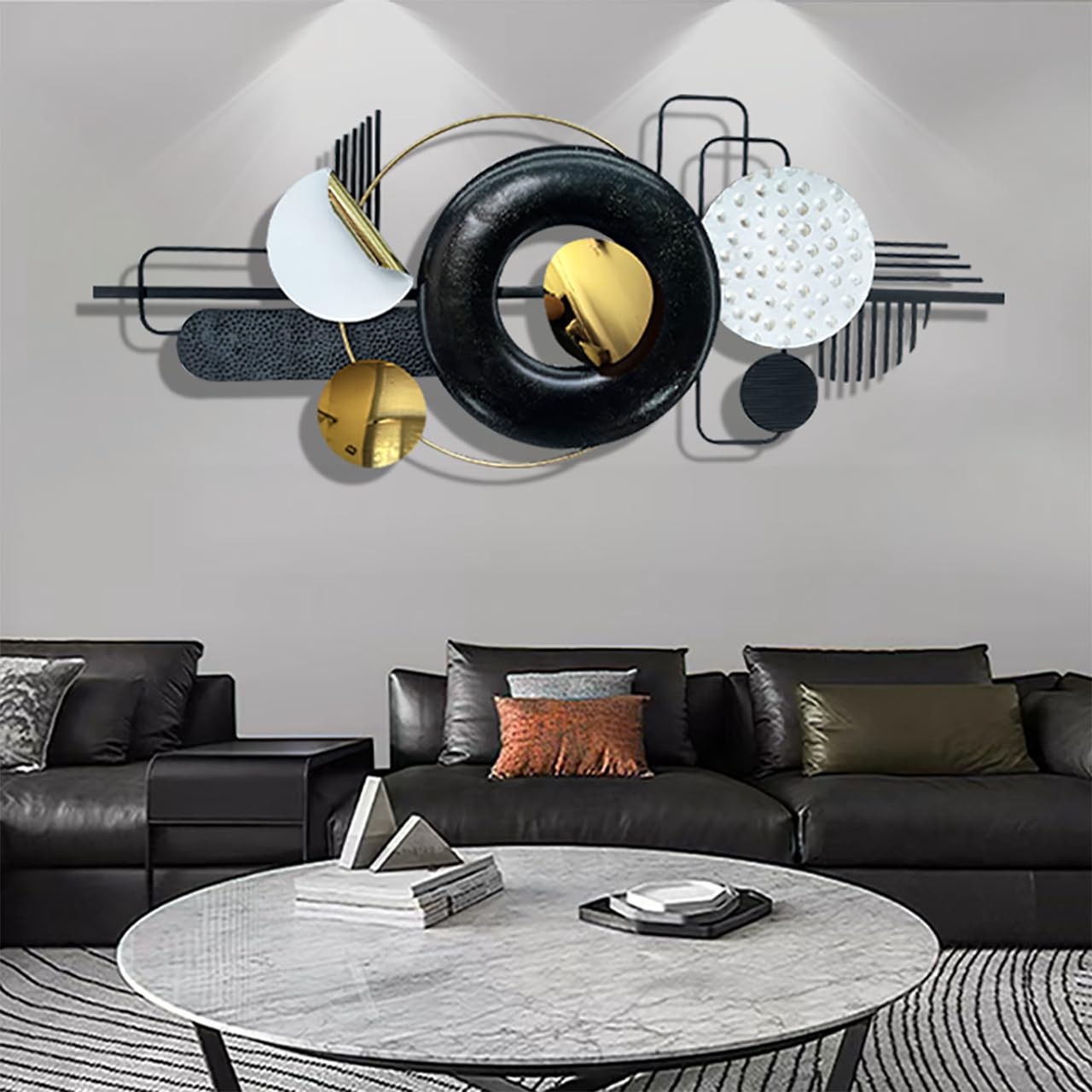Ironelle Abstract Metal Wall Art Modern Metal Wall Sculptures Large 59" x 25" 3D Textured Black Wall Decor for Living Room Bedroom Office Kitchen Hallway Dining Room Wall Hanging Decor