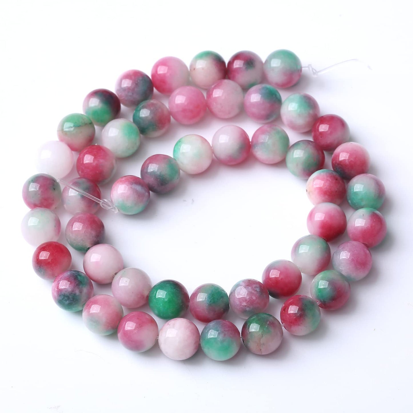 45pcs 8mm Natural Green Red Epidote Jade Stone Round Loose Spacer Beads for DIY Jewelry Making Necklaces Bracelets Healing Energy Beads (Epidote Jade, 8mm)