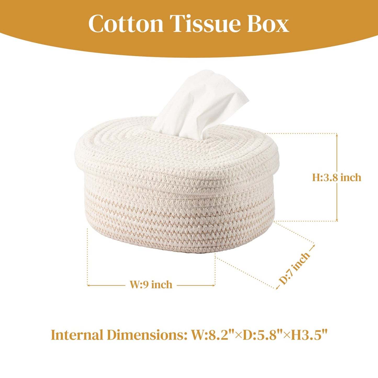 Mesbeslor Fabric Tissue Box Cover with Lid – Rectangular White Woven Tissue Holder for Home, Minimalist Decorative Tissue Case for Bathroom, Living Room, Bedroom