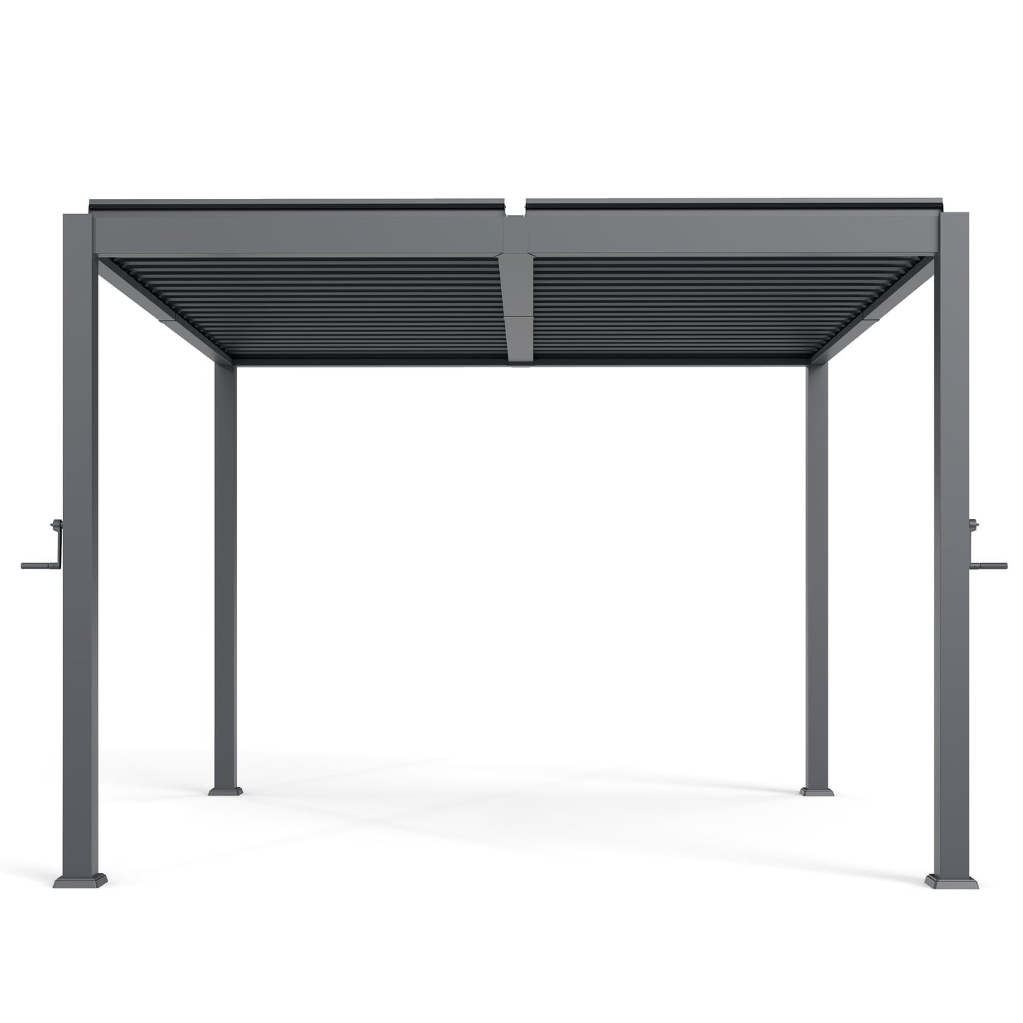 10' x 10' Outdoor Aluminum Louvered Pergola with Adjustable Roof, Upgraded Side Short-Rod Control, Easy Assembly, Modern Hardtop Gazebo for Patio, Deck, Backyard, Garden