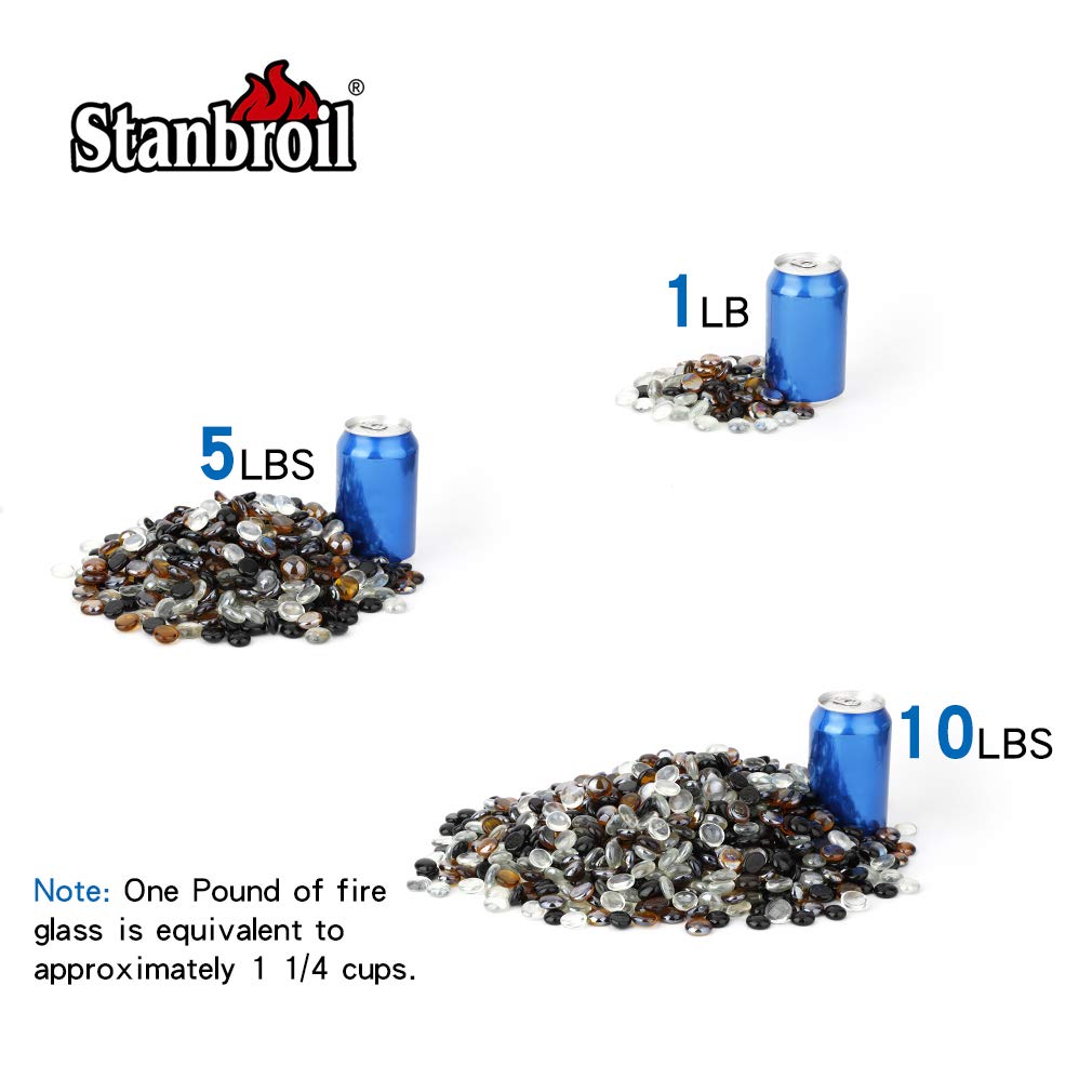 Stanbroil 10-Pound Blended Fire Glass Beads - 1/2 inch Fire Glass Drops Blend Onyx Black, Crystal Ice, Caramel Reflective for Indoor and Outdoor Gas Fire Pits and Fireplaces