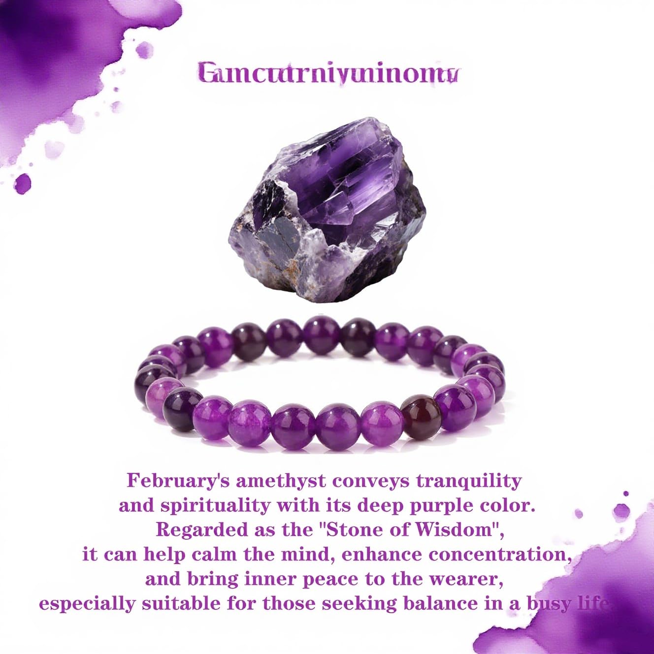 Crgwxzl February Birthstone Bracelets for Women Men,Healing Crystal Protection Stone Amethyst Beads Bracelet,String Wrap Zodiac Month Bracelets Birthday Jewelry Gifts