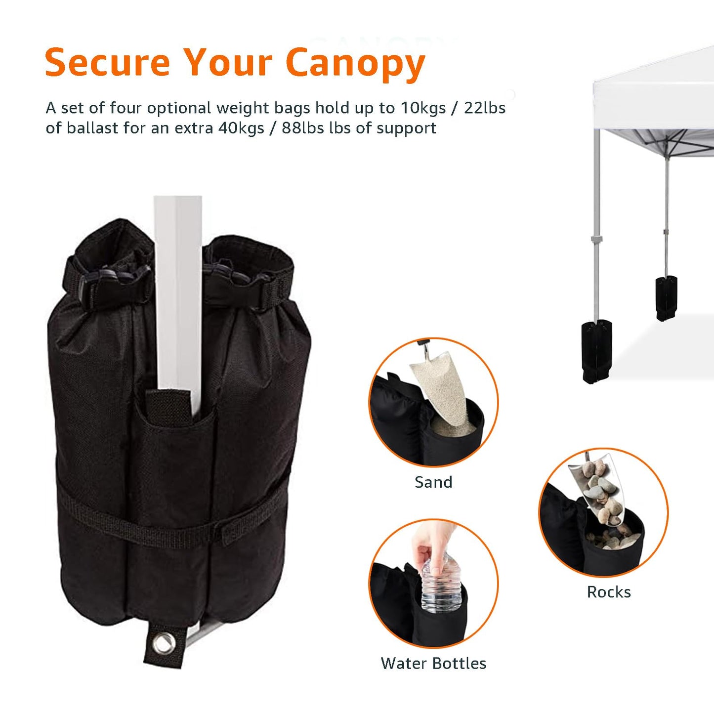Amazon Basics Outdoor Pop Up 10 x 10 Canopy Tent for Events, Portable with Instant Easy Setup, One-Push, Includes Wheeled Carry Bag, 8 Stakes, 4 Ropes, 4 Weighted Bags, White