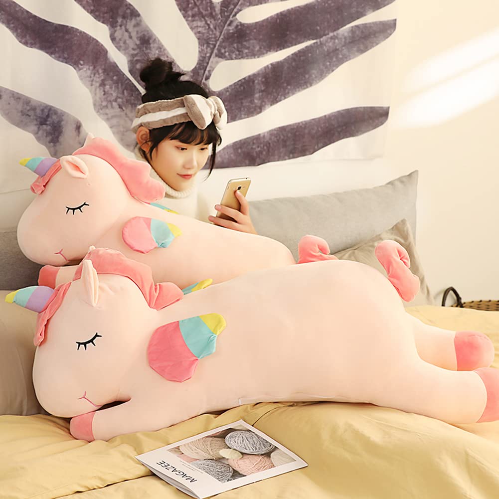 hitoshe Unicorn Plush Hugging Pillow, Big Unicorn Stuffed Animal Body Pillow Toy Gifts for Kids, Valentine, Christmas (Pink, 51.1 in)