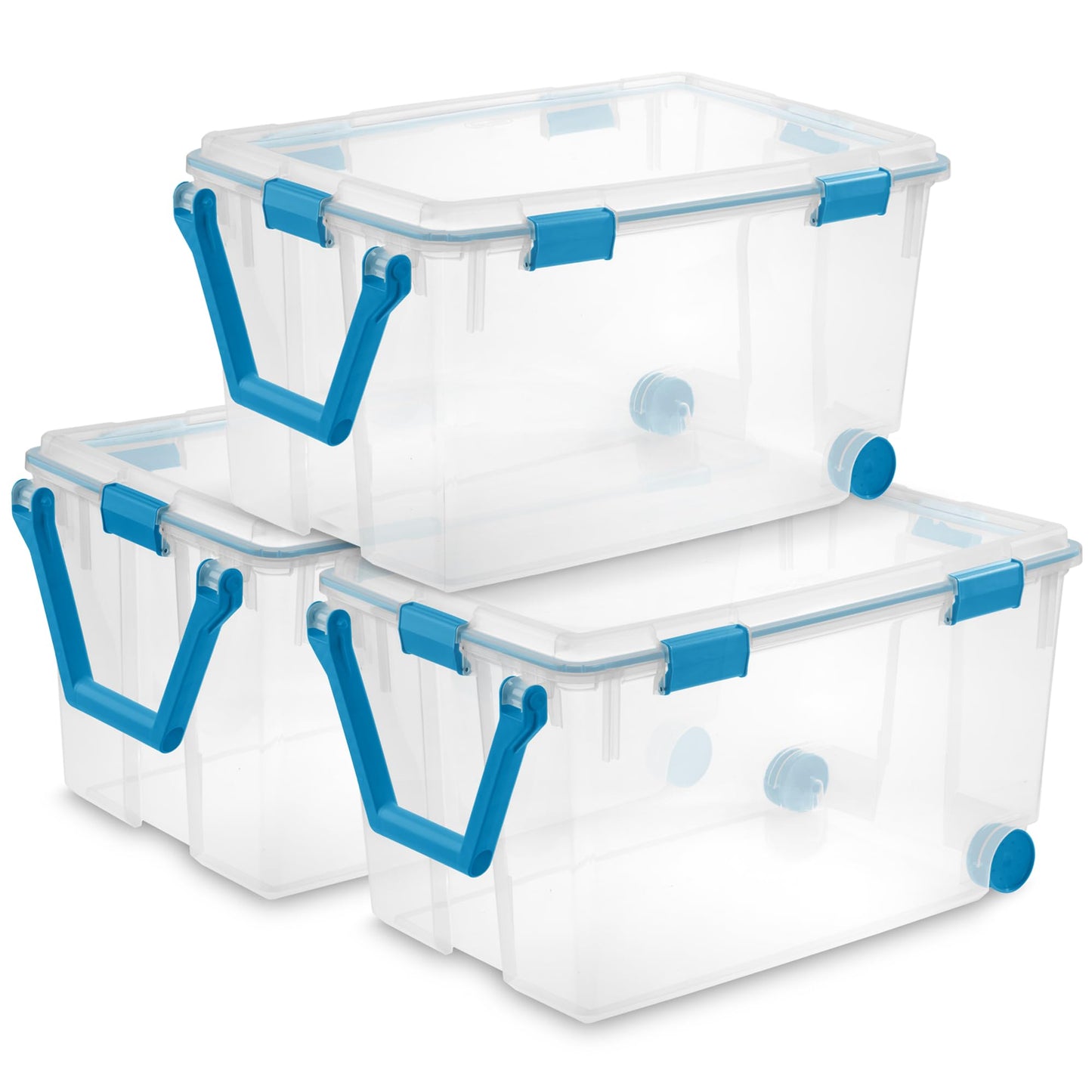 Sterilite 3-Pack Gasket Box, Weather-Resistant Storage Bins with Latching Lids, 120 Quart - Heavy-Duty Organizing Containers for Closet, Bathroom, and Office