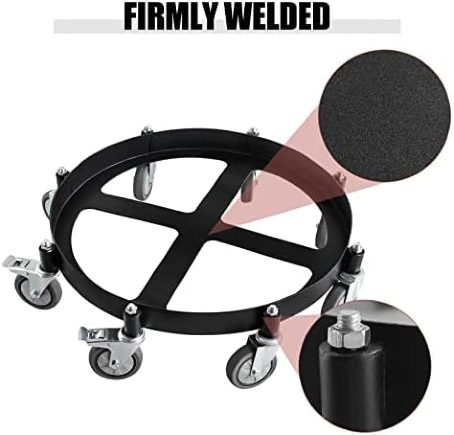 Migoda Heavy Duty Steel Drum Dolly, 55 Gallon Steel Frame with 8 Swivel Caster Wheels, 2000 Lbs Capacity Hand Truck Dollies for Workshops and Warehouses