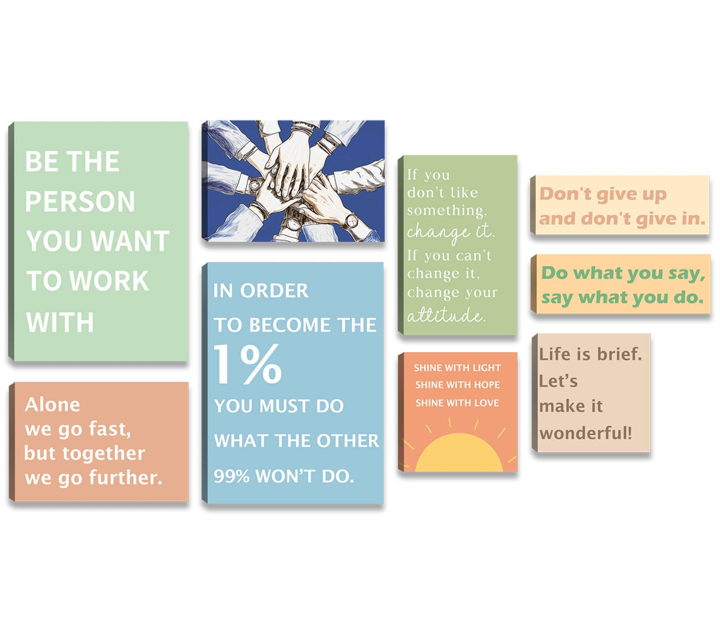 Halioyo Office Wall Art Set of 9, Motivational Canvas Prints for Workplace, Inspirational Teamwork Wall Decor with Positive Affirmations, Ready to Hang Print Poster