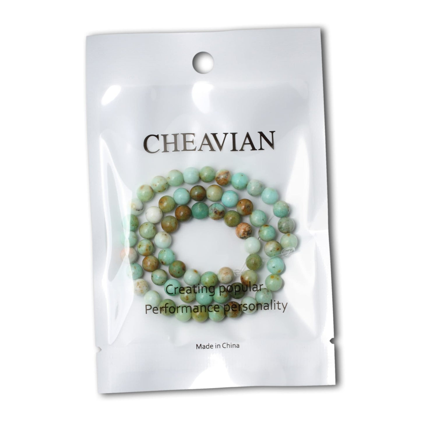CHEAVIAN 60PCS 6mm Natural Mongolian Turquoise Stone Round Loose Beads for Jewelry Making 1 Strand 15"