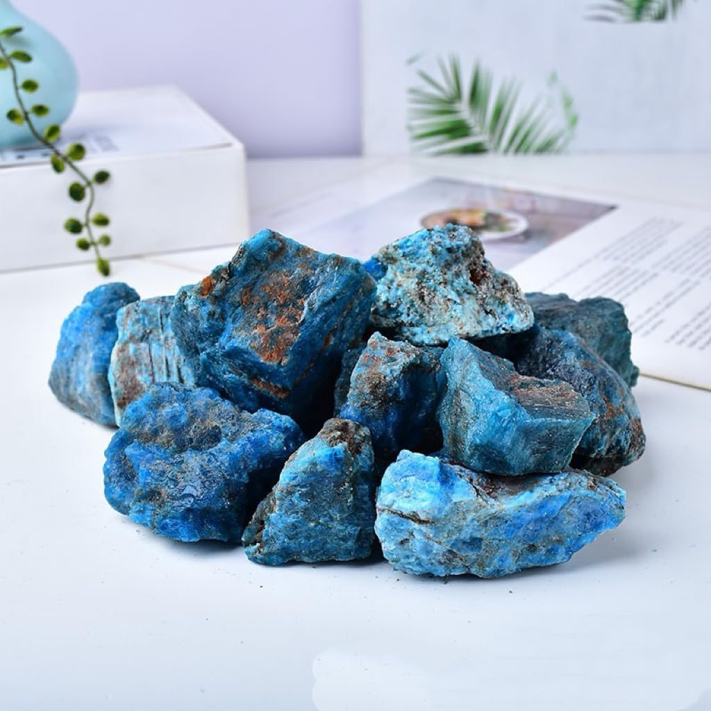 1LB Natural Blue Apatite Raw Healing Crystals, Energy Stones for Meditation, Reiki, Chakra Balancing, Home Décor and Spiritual Gifts (10-30mm)