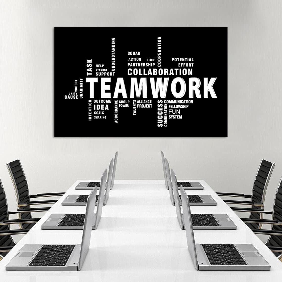 Teamwork Canvas Wall Art - Large Framed Motivational Quotes Artwork Modern Home Decor - Inspirational Posters Decor For Office Framed Ready to Hang